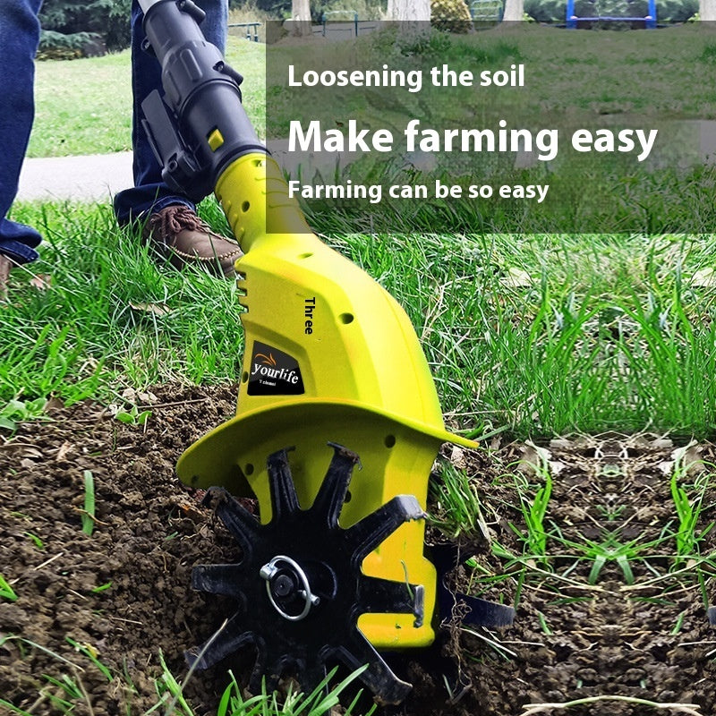 Handheld Lithium Mini-Tiller Soil Ripper Agricultural Small Household Electric Hoe Rotary Tiller