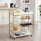 6-Tier Bar Cart, Slide Bar Serving Cart, Retro Style Wine Cart For Kitchen, Beverage Cart With Wine Rack And Glass Holder, Rolling Drink Trolley For Living Room, Dining Room