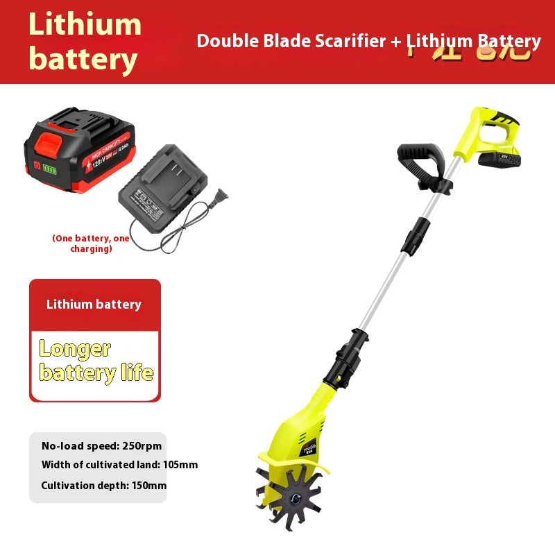 Handheld Lithium Mini-Tiller Soil Ripper Agricultural Small Household Electric Hoe Rotary Tiller