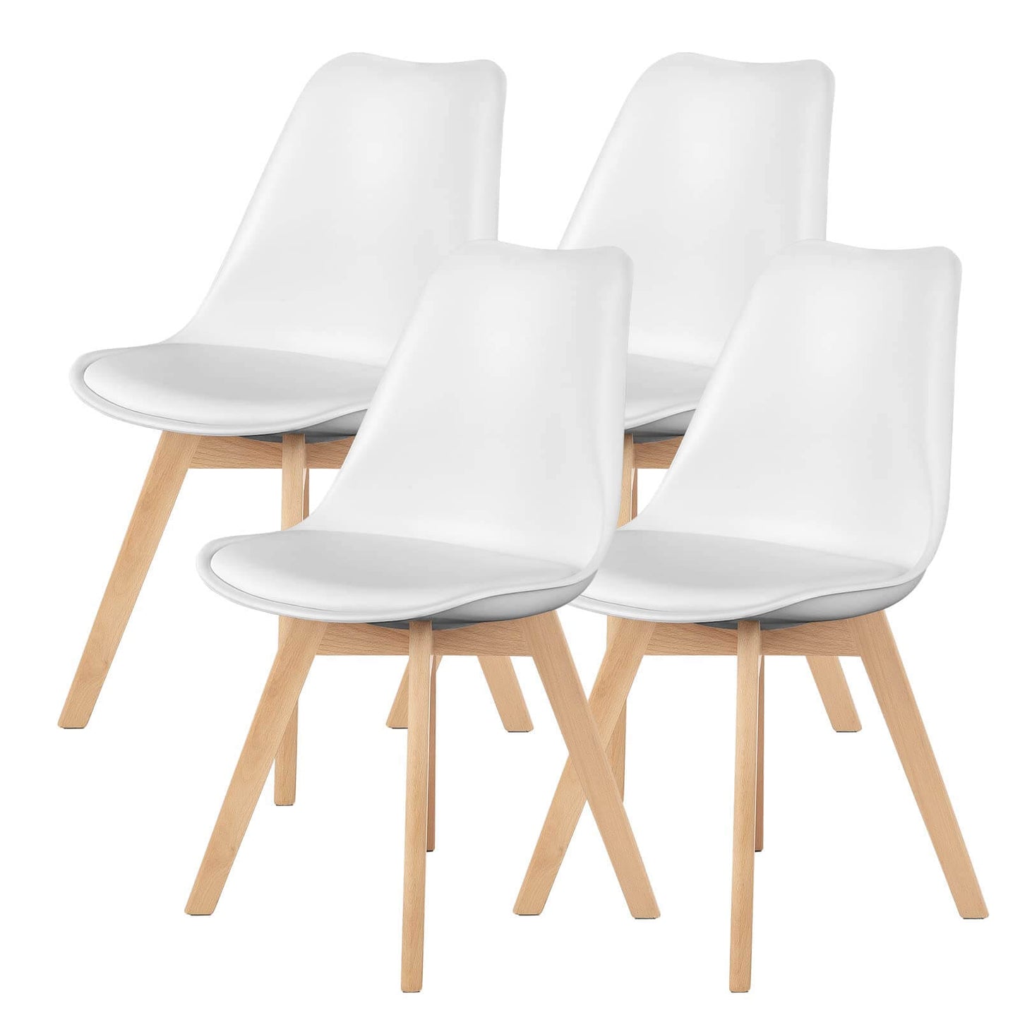 PU Leather Upholstered Dining Chairs With Wood Legs, Set Of 4 For Kitchen, Dining, Living Room