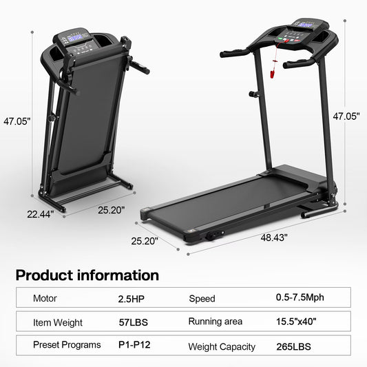 Home Folding Treadmill With Pulse Sensor