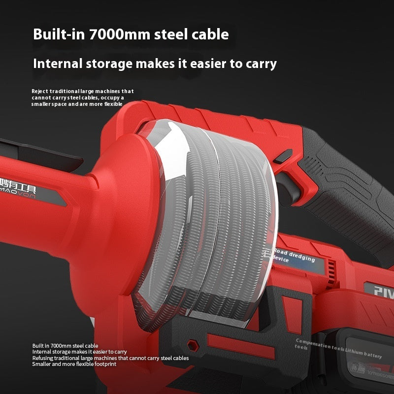 Lithium Battery Pipe Sewer Unblocking Machine Household Kitchen Sewer Toilet Blockage Cleaning
