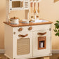ROBOTIME Wooden Play Kitchen With Pretend Ice Cube Dispenser For  Toddler Age 3