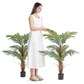 Artificial Palm Tree, 4 FT Tall Faux Plant, Secure PE Material & Anti-Tip Tilt Protection Low-Maintenance Plant, Lifelike Green Fake Tree For Home Office Warehouse Decor Indoor Outdoor