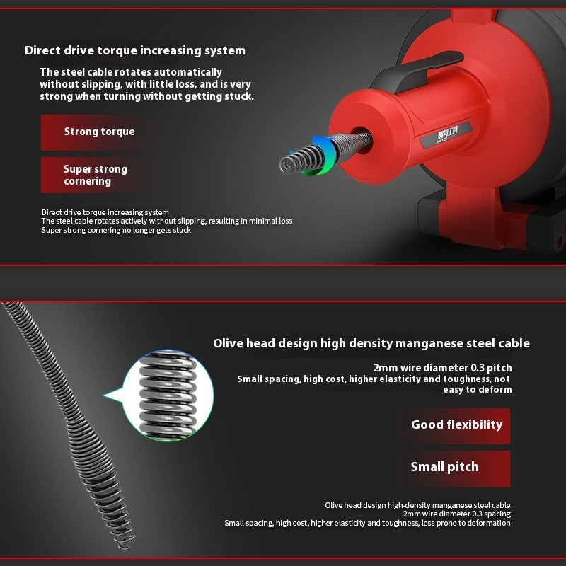 Lithium Battery Pipe Sewer Unblocking Machine Household Kitchen Sewer Toilet Blockage Cleaning
