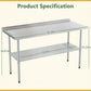 Stainless Steel Prep Table With Adjustable Undershelf And Galvanized Legs, Heavy-Duty Commercial Work Table For Kitchen, Home, Restaurant, And Hotel Use