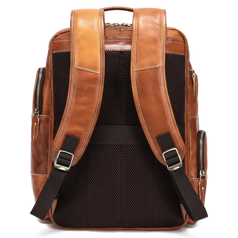 Zipper Leather Backpack For Business And Daily Use