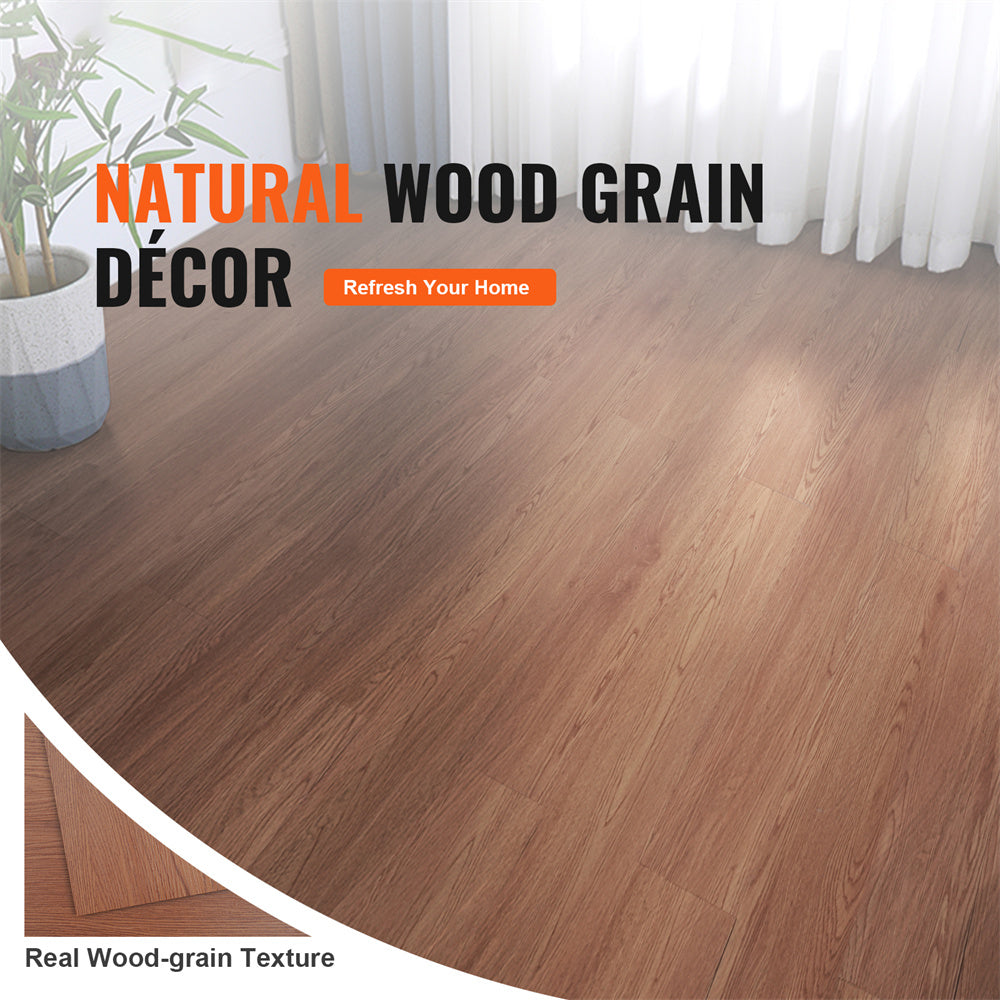 VEVOR Self Adhesive Vinyl Floor Tiles 36 X 6 Inch, 36 Tiles 2.5mm Thick Peel & Stick, Deep Brown Wood Grain DIY Flooring For Kitchen, Dining Room, Bedrooms & Bathrooms, Easy For Home Decor
