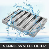 Pack Of 6 Hood Filters 19.5W X 15.5H Inch, 430 Stainless Steel 5 Grooves Commercial Hood Filters, Range Hood Filter For Grease Rated Commercial Kitchen Exhaust Hoods