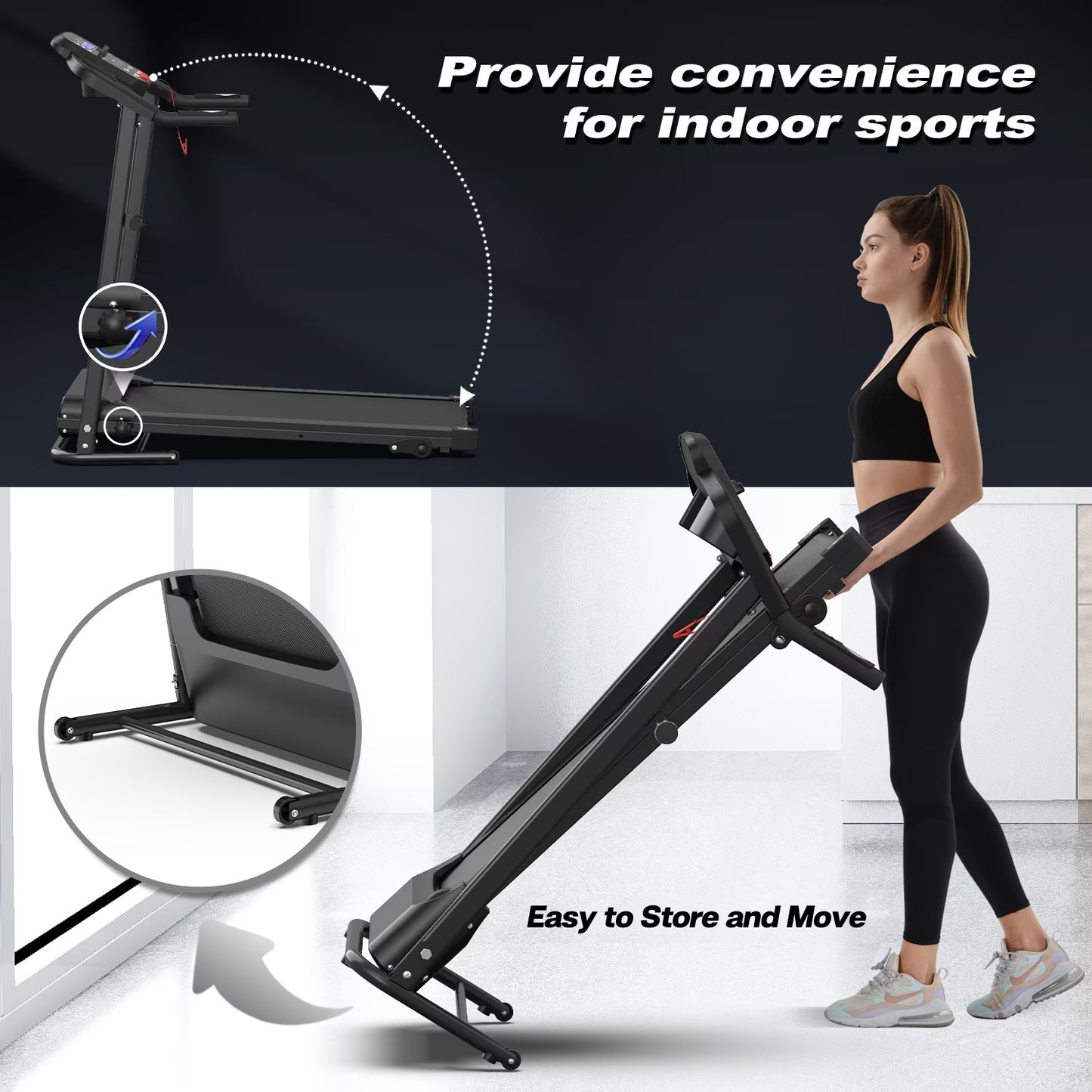 Home Folding Treadmill With Pulse Sensor