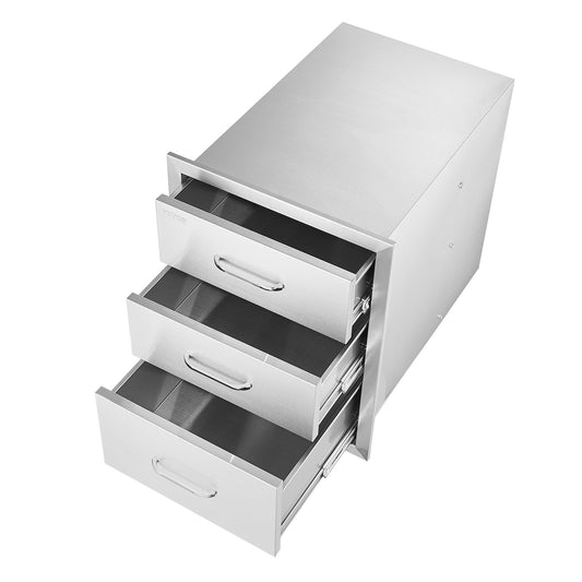 VEVOR 18x20.5 Inch Outdoor Kitchen Stainless Steel Triple Access BBQ Drawers With Chrome Handle, 18 X20.5 X 23 Inch