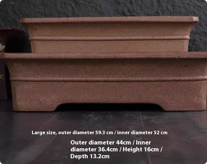 Wood Fired Purple Clay Flower Pot Large Bonsai Pot For Indoor Use