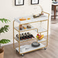 6-Tier Bar Cart, Slide Bar Serving Cart, Retro Style Wine Cart For Kitchen, Beverage Cart With Wine Rack And Glass Holder, Rolling Drink Trolley For Living Room, Dining Room