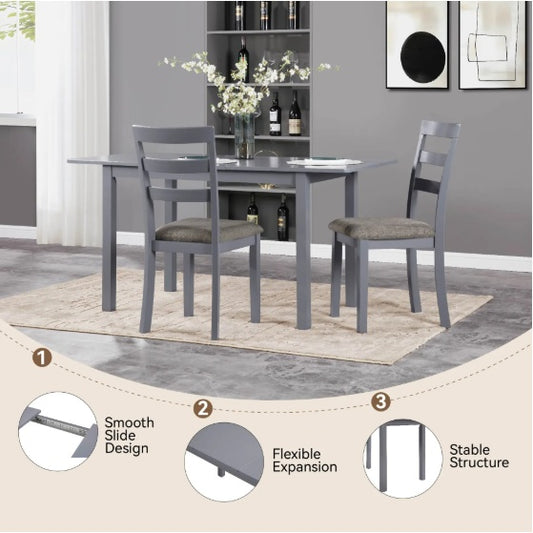 59 Extendable Dining Table, Modern House Dining Room Table For 4-8, Wooden Kitchen Table , Dining Room, Working Office, Home Living Room Furniture For Small Space, Dark Gray