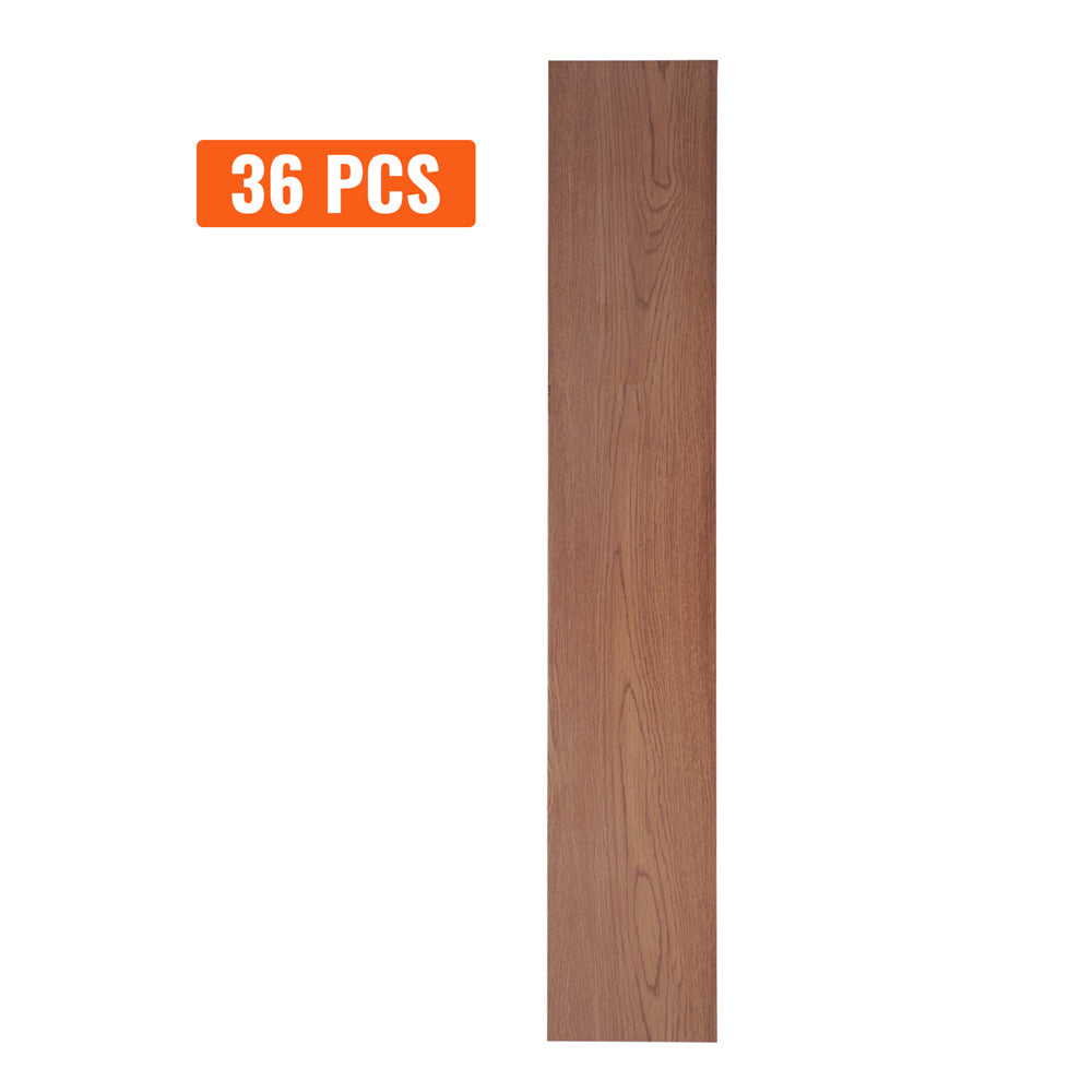 VEVOR Self Adhesive Vinyl Floor Tiles 36 X 6 Inch, 36 Tiles 2.5mm Thick Peel & Stick, Deep Brown Wood Grain DIY Flooring For Kitchen, Dining Room, Bedrooms & Bathrooms, Easy For Home Decor