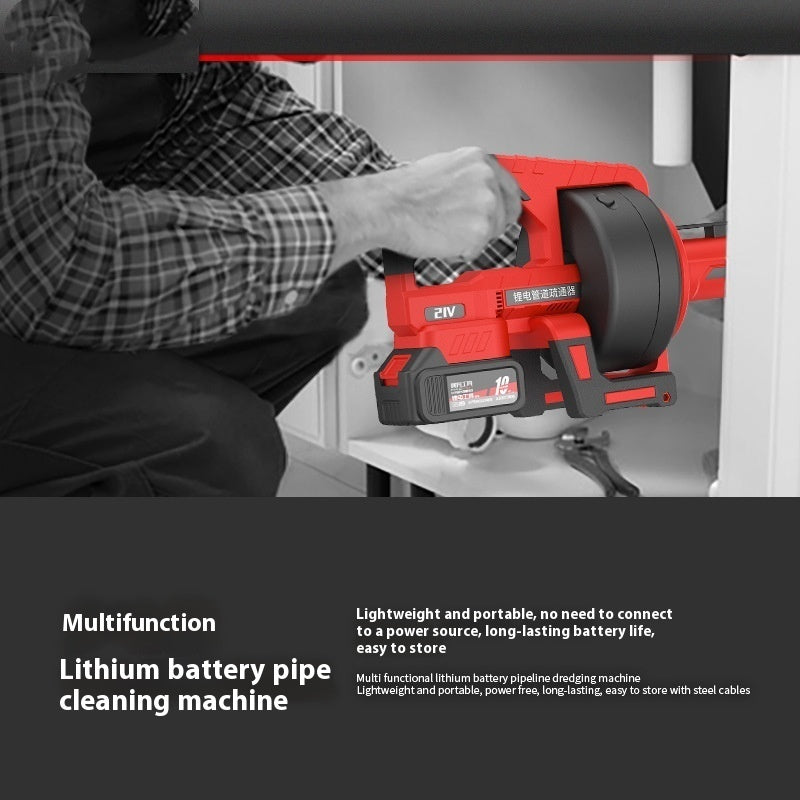 Lithium Battery Pipe Sewer Unblocking Machine Household Kitchen Sewer Toilet Blockage Cleaning