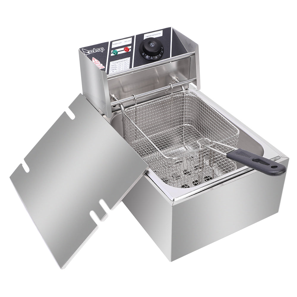 Electric Fryer Silver Stainless Steel Single Cylinder