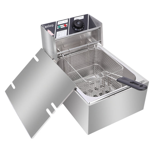 Electric Fryer Silver Stainless Steel Single Cylinder