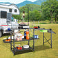 Camping Kitchen Table, One-piece Folding Portable Cook Station With A Carrying Bag, Long Aluminum Camping Table 3 Side Tables, 2 Shelves  A Detachable Sink For Outdoor Picnics, BBQs, Camping