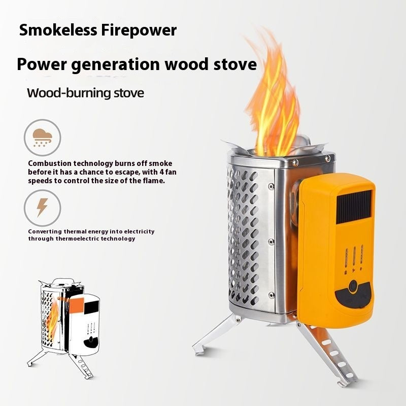 Thermal Power Generation Firewood Stove Outdoor Camping Small Barbecue Stove Rechargeable Portable