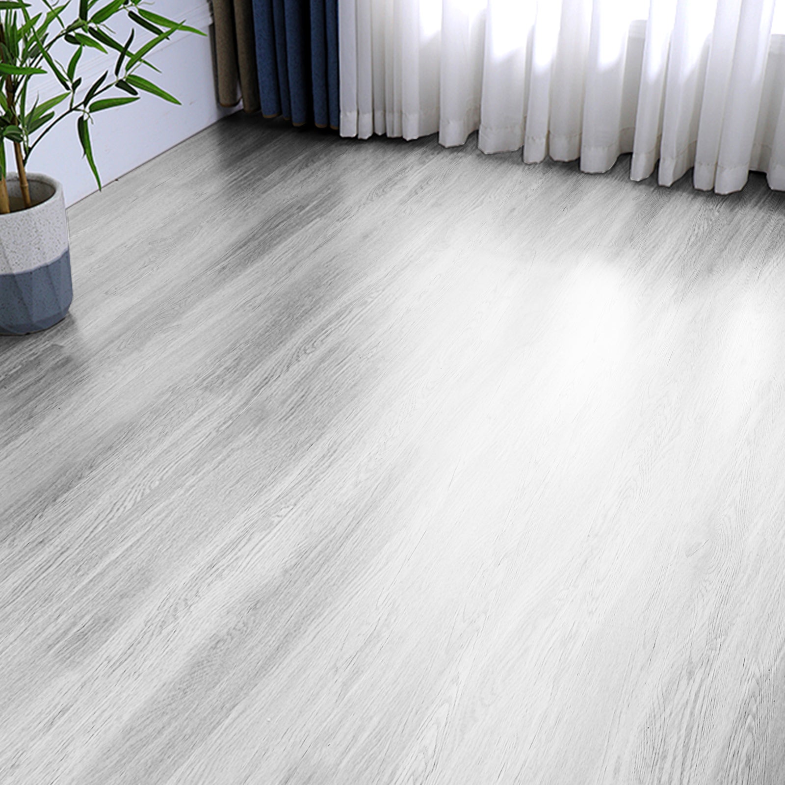 VEVOR Self Adhesive Vinyl Floor Tiles 36 X 6 Inch, 36 Tiles 2.5mm Thick Peel & Stick, Light Gray Wood Grain DIY Flooring For Kitchen, Dining Room, Bedrooms & Bathrooms, Easy For Home Decor