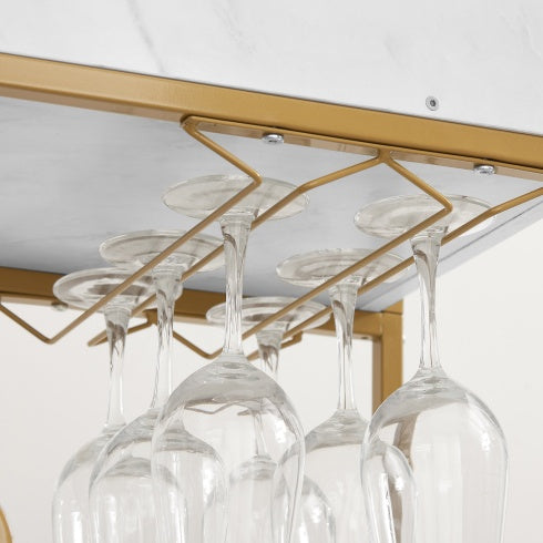 6-Tier Bar Cart, Slide Bar Serving Cart, Retro Style Wine Cart For Kitchen, Beverage Cart With Wine Rack And Glass Holder, Rolling Drink Trolley For Living Room, Dining Room