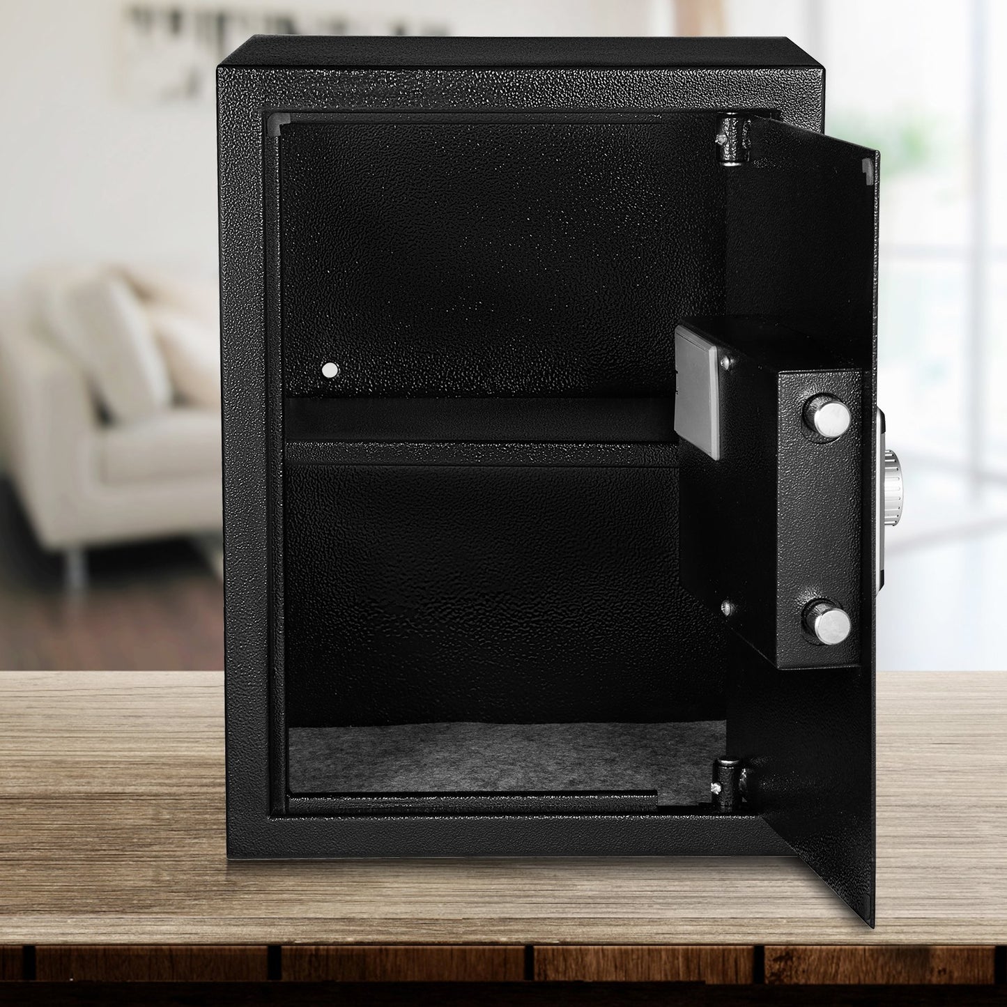 Safe Box, 2.1 CU.FT Fingerprint Safe Box For Money  2 Keys & Digital Keypad, Q235 Steel Safe Box For Storing Cash, Jewelry, Pistols, Documents, Watches In Home & Office & Hotel