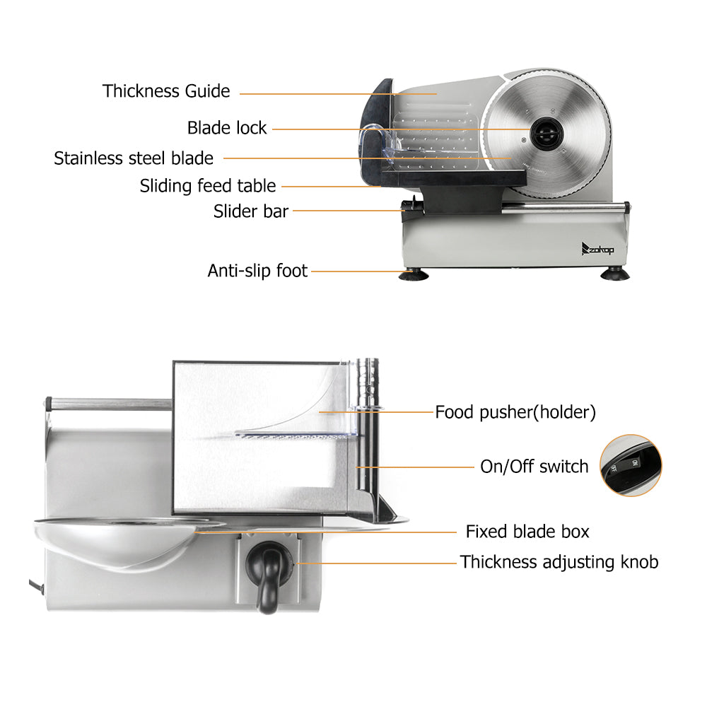 SL526 110V 150W 7.5-inch Semi-automatic Belt Driven Household Slicer