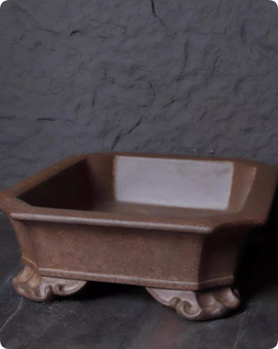 Wood Fired Purple Clay Flower Pot Large Bonsai Pot For Indoor Use