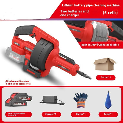 Lithium Battery Pipe Sewer Unblocking Machine Household Kitchen Sewer Toilet Blockage Cleaning