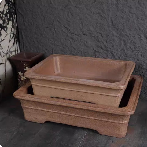 Wood Fired Purple Clay Flower Pot Large Bonsai Pot For Indoor Use