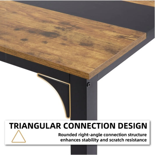 Computer Desk Large Office Desk, 59.8 Inch   70.9 Inch Gaming Desk Writing Desk Work Desk For Home Office, Study, Modern Simple Wooden Desk, Large Legroom, Metal Frame, Rustic Black