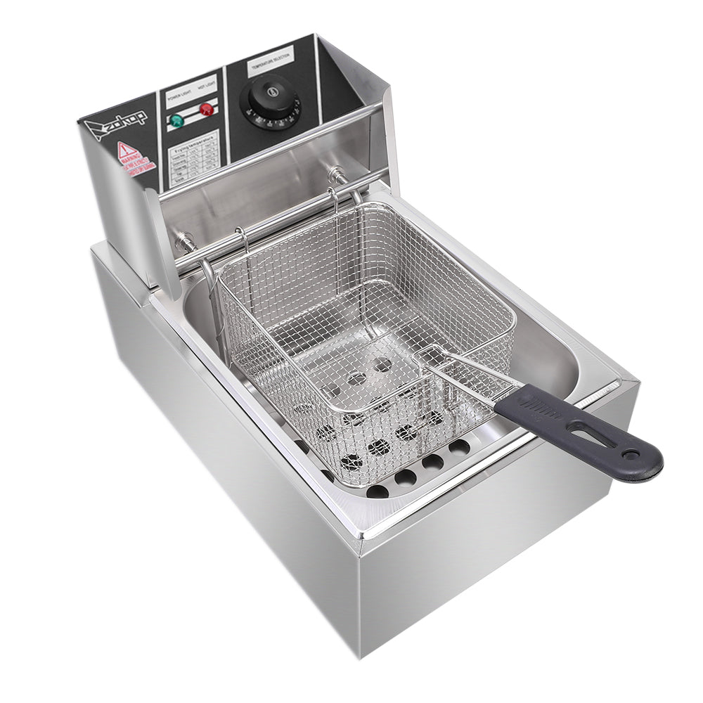 Electric Fryer Silver Stainless Steel Single Cylinder
