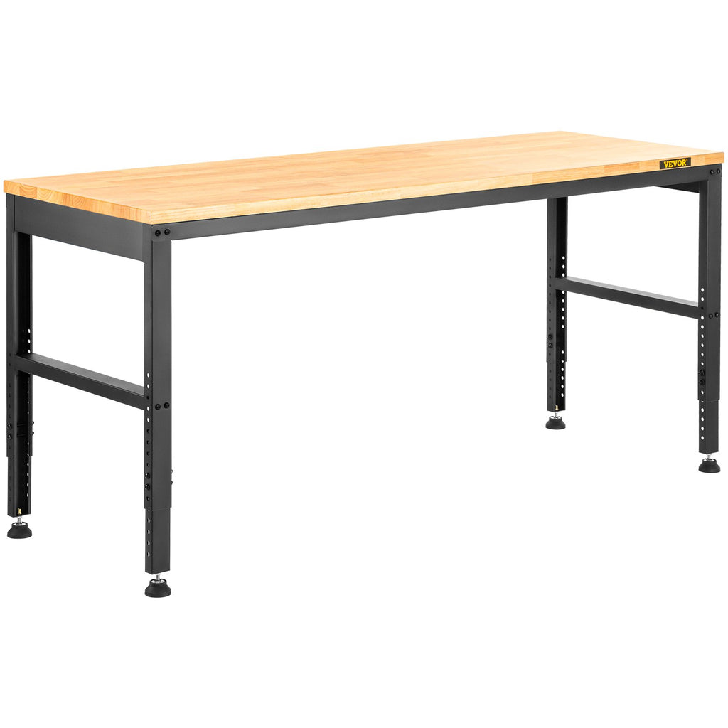 Workbench Adjustable Height,  2000 LBS Load Capacity, With Power Outlets & Hardwood Top & Metal Frame & Foot Pads, For Workshop Office Home