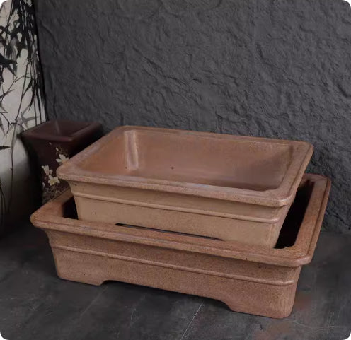 Wood Fired Purple Clay Flower Pot Large Bonsai Pot For Indoor Use