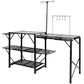 Camping Kitchen Table, One-piece Folding Portable Cook Station With A Carrying Bag, Long Aluminum Camping Table 3 Side Tables, 2 Shelves  A Detachable Sink For Outdoor Picnics, BBQs, Camping